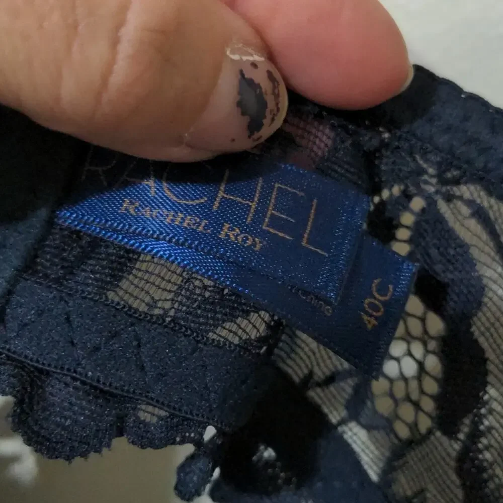 Rachel Roy navy‎ smooth cup underwire lace bra